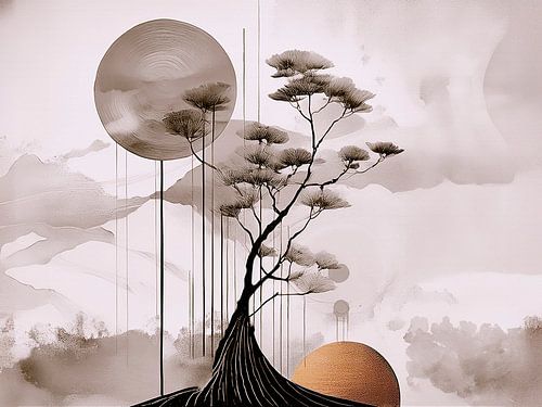 Japandi Art - WabiSabi Art - Sereen en rustig Japans landschap