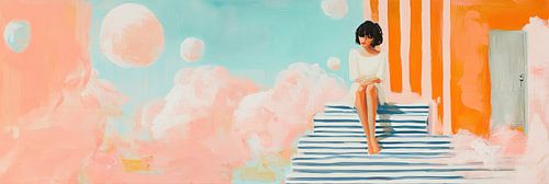 Dreamy Woman in Garden by Eye catching paintings