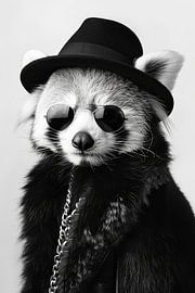 Red Panda With Sunglasses And Fashionable Clothes by Poster Art Shop