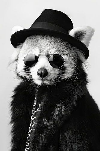 Red Panda With Sunglasses And Fashionable Clothes