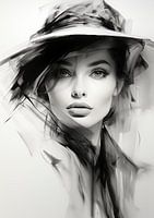 Eerste ruwe schets - Dame met hoed