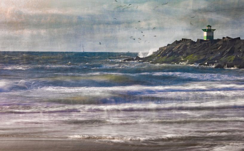 Schilderachtige impressie van de Noordzee bij Scheveningen van Rob IJsselstein