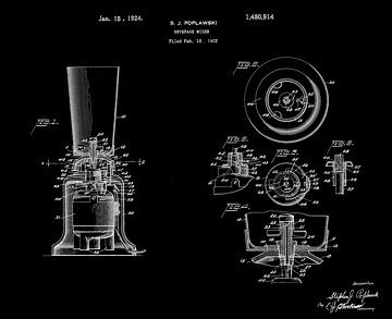 Blueprint of the Poplawski Beverage Mixer (1924) - The Beginning of the Blender by Zeger Knops