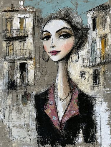 Sierra Nevada Woman | Woman with Buildings