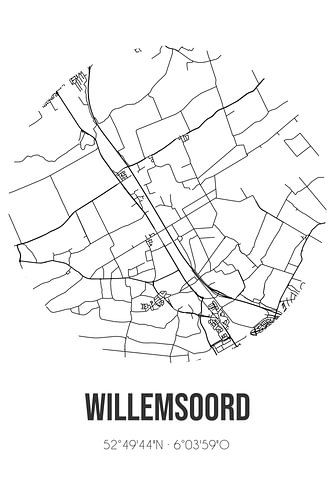 Willemsoord (Overijssel) | Karte | Schwarz und Weiß