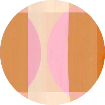 Mid Eeuw Bauhaus Vormen Roze Perzik van FRESH Fine Art