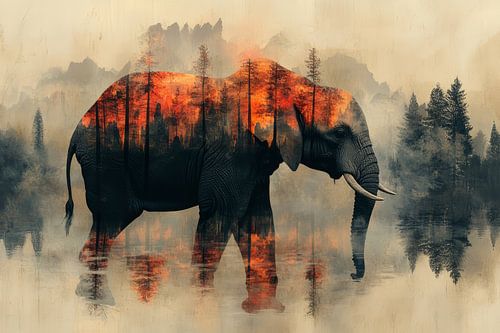 Innerlijke Wildernis - Olifant met Boslandschap