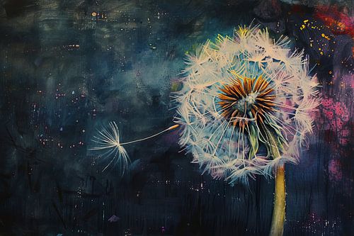 Neon Dandelion | Cosmic Seed Voyage