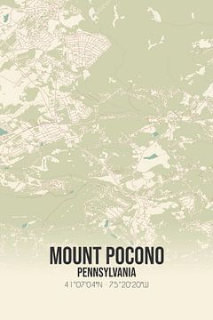 Carte ancienne de Mount Pocono (Pennsylvanie), USA. sur Rezona