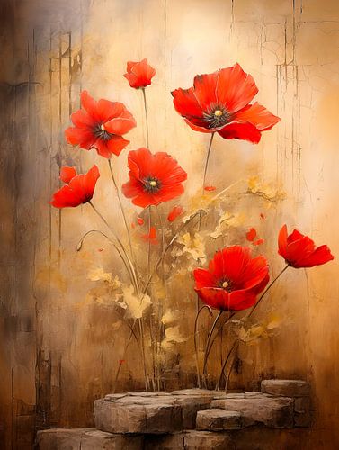 Klaprozen in zachte schilderachtige stijl