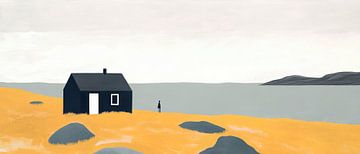 Lonely hut by the sea - Minimalist by Poster Art Shop