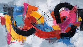 Ausdrucksstarkes abstraktes Figurenbild – Selbstversorgung – Surreal – Zeitgenössisch – Acrylgemälde – Strukturiert – Moderne Wandkunst von Aden Pink Studio