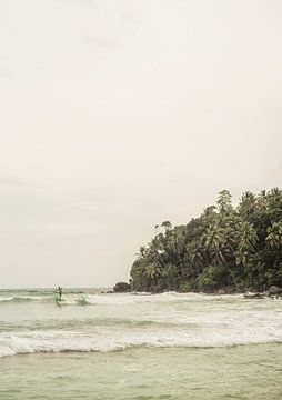 Rustig strandlandschap met weelderige palmbomen van Shot by Clint