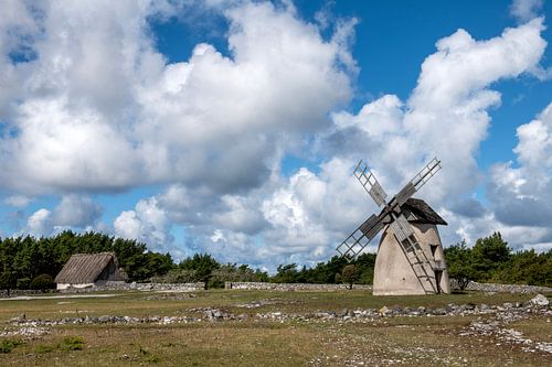 Old windmill on the Swedish island of Faro by Hanneke Luit