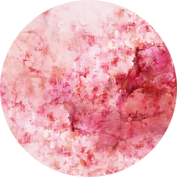 Roze Bloesem - vierkant abstract schilderij van MadameRuiz