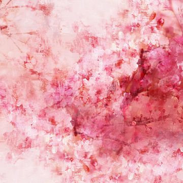 Roze Bloesem - vierkant abstract schilderij van MadameRuiz