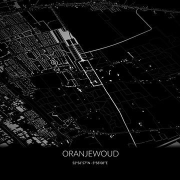 Black-and-white map of Oranjewoud, Fryslan. by Rezona
