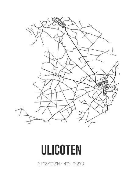 Ulicoten (Noord-Brabant) | Map | Black and White by Prints of Place