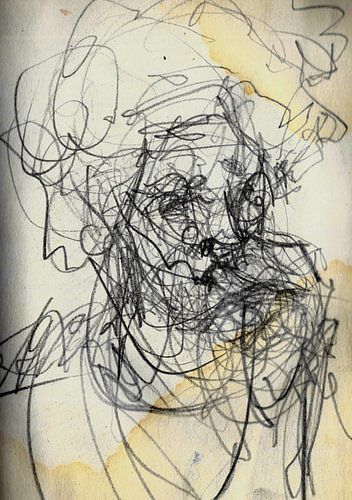 LINE DRAWING WOMAN OLD CIGAR