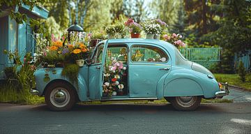 Vintage Oldtimer als Bloemenstalletje van Karina Brouwer