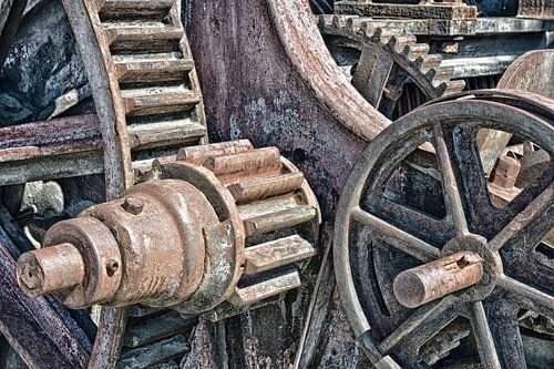 raderen van een oude machine