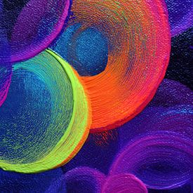 Panorama abstrait de cercles de néon sur TheXclusive Art