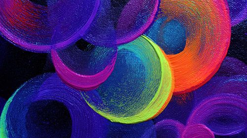 Abstracte neon rondjes panorama