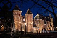 La porte de la ville médiévale illuminée d'Amersfoort lors d'une soirée atmosphérique à l'heure bleu par Fotografiecor .nl Aperçu