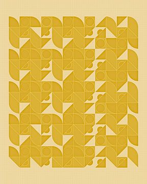 Geel abstract geïnspireerd door Piet Mondriaan van Mad Dog Art