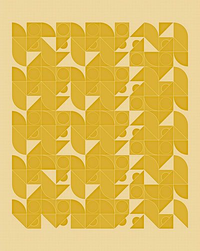 Geel abstract geïnspireerd door Piet Mondriaan van Mad Dog Art