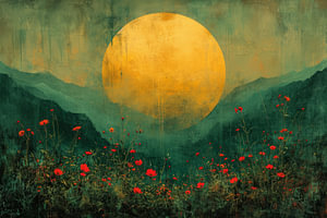 Sonnenuntergang in einer modernen abstrakten Landschaft