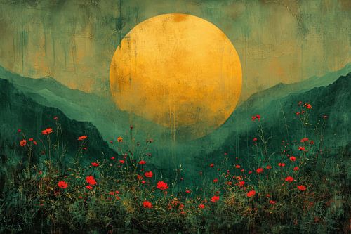 Sonnenuntergang in einer modernen abstrakten Landschaft