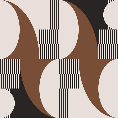 Retro golven. Moderne abstracte geometrische kunst in bruin, wit, zwart nr. 4