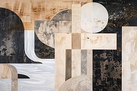 Monochrome Abstraktion mit Goldakzenten von Art & Soul Creations