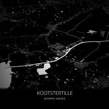 Black-and-white map of Kootstertille, Fryslan. by Rezona