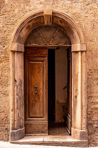 Characteristic old wooden open door