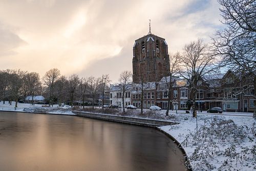 Winter sunrise at the Oldehove in Leeuwarden