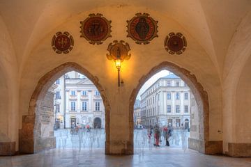 Salles en tissu de Cracovie au crépuscule, Cracovie, Pologne, Europe