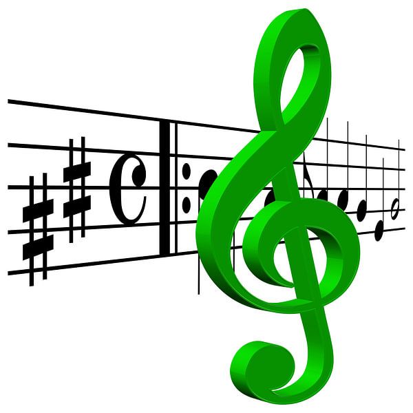 Grüner Violinschlüssel und Musikzeichen von Michael Schuppich