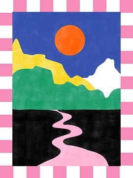 Minimalistisch landschap met levendige kleuren van Elena Ristova