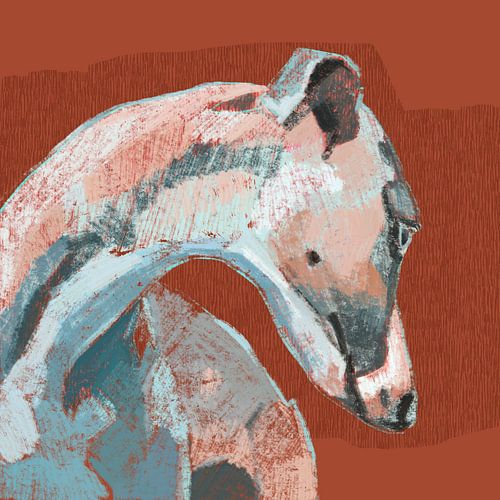 Élégant lévrier en terre cuite et bleu pastel sur ATELIER KAMILA M