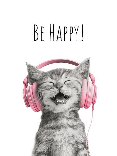 Cool Cat - Be Happy - pink by Melanie Viola