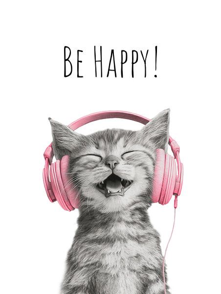 Coole Katze - Be Happy - pink von Melanie Viola