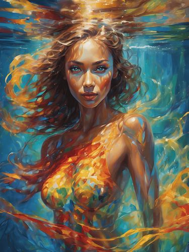 Een portret van een schoonheid in het water