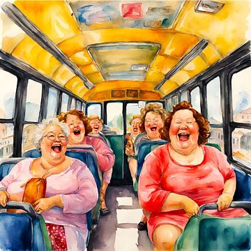 Cosy ladies on the road in the bus by De gezellige Dames