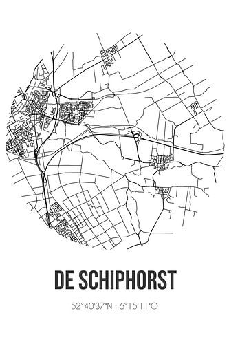 De Schiphorst (Drenthe) | Karte | Schwarz und Weiß