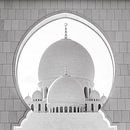 Kuppel der Scheich Zayid Moschee in Abu Dhabi in schwarz-weiss von Dieter Walther Miniaturansicht