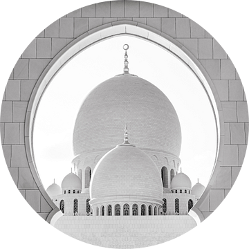 Koepel van de Sheikh Zayid Moskee in Abu Dhabi in zwart-wit van Dieter Walther