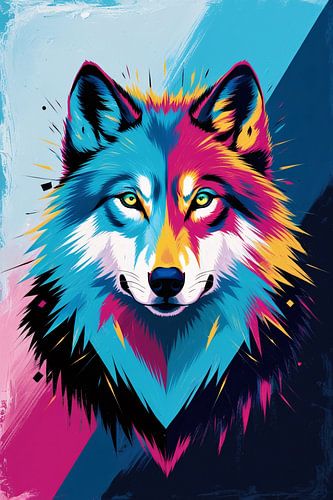 Kleurrijk abstract wolf portret