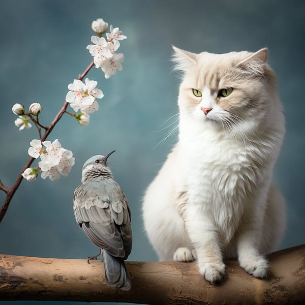 L'oiseau et son chat voisin par PixelMint.